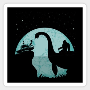 Bigfoot Riding Loch Ness Monster Sticker